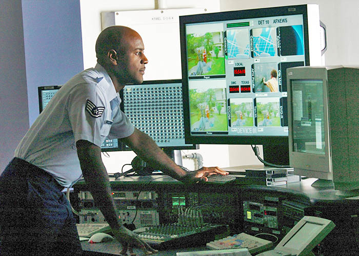 Broadcaster in control room