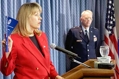 Gen Counsel and Gen Rand at Press Conference