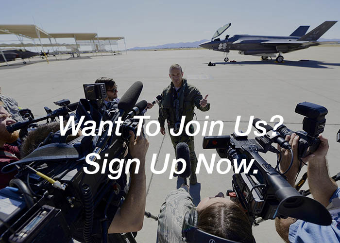 Interview on flightline  with multiple cameras